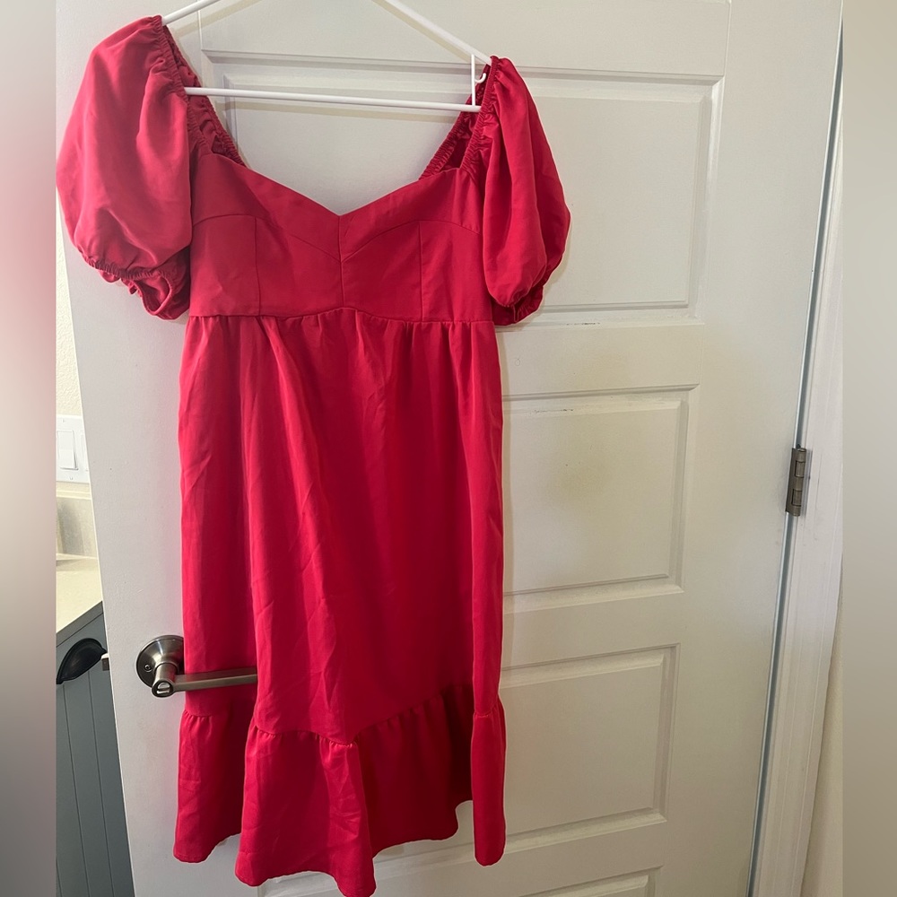 Pink puff sleeve dress